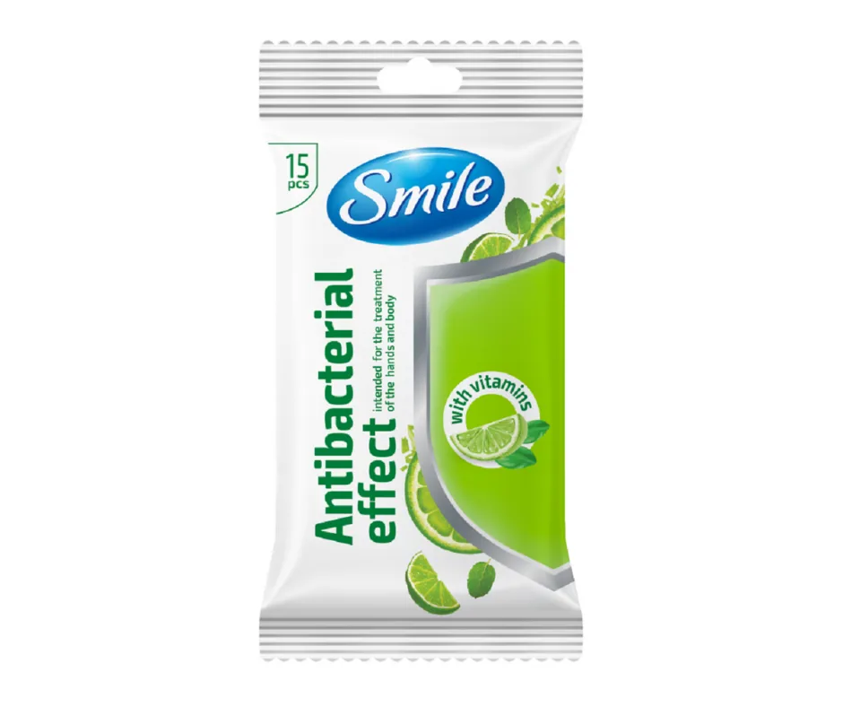 Şerveţele umede Smile antibacteriale cu vitamine, 15 buc.