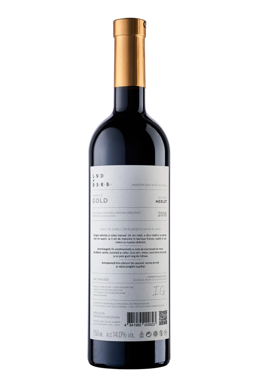 Barrique Gold  Merlot, sec roșu,  0.75 L