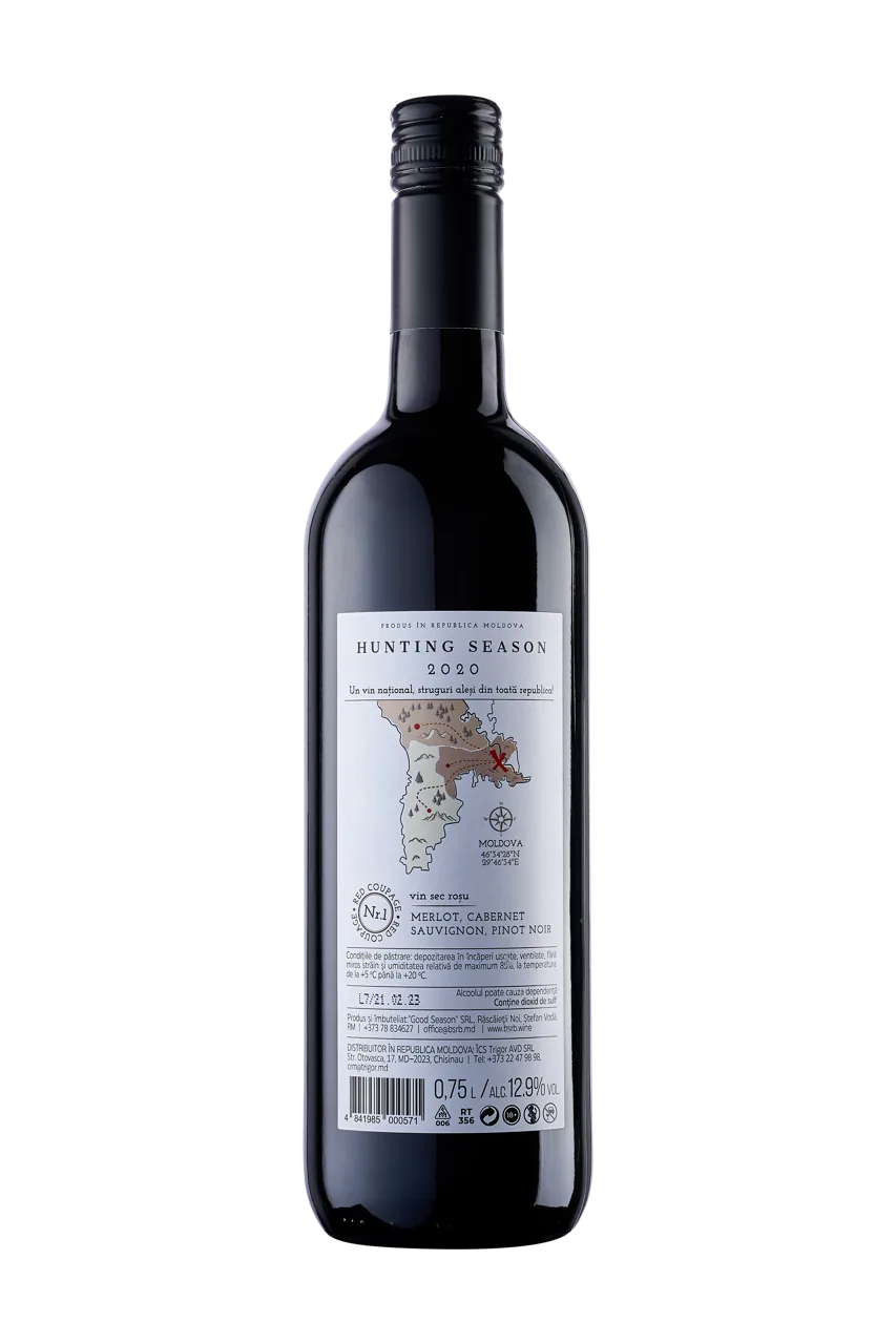 Hunting Season #1,  Merlot, Cabernet Sauvignon, Pinot Noir,  sec roșu,  0.75 L