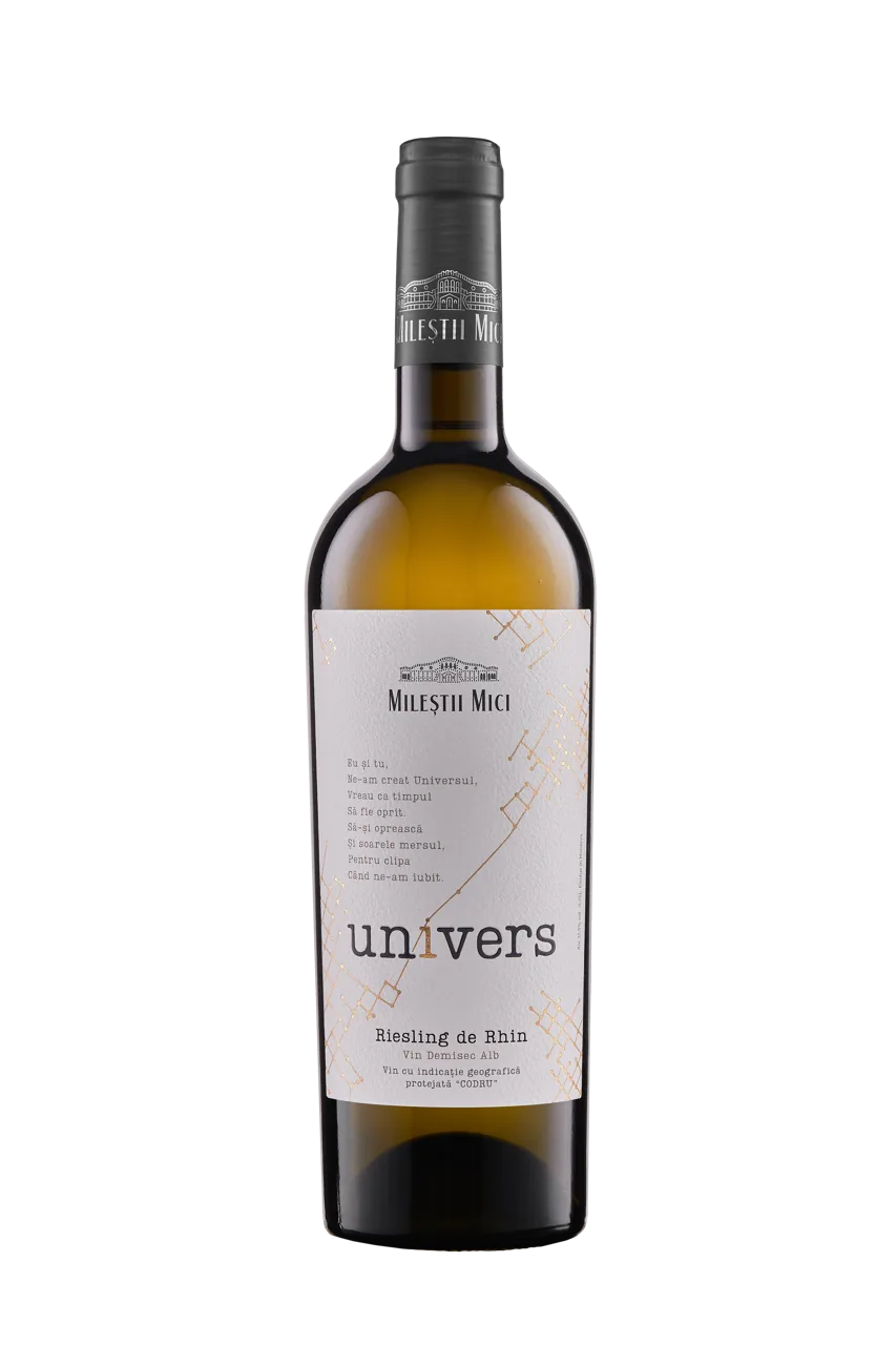 Mileștii Mici Univers,  Riesling de Rhin IGP 2022, vin demisec alb,  0.75 L