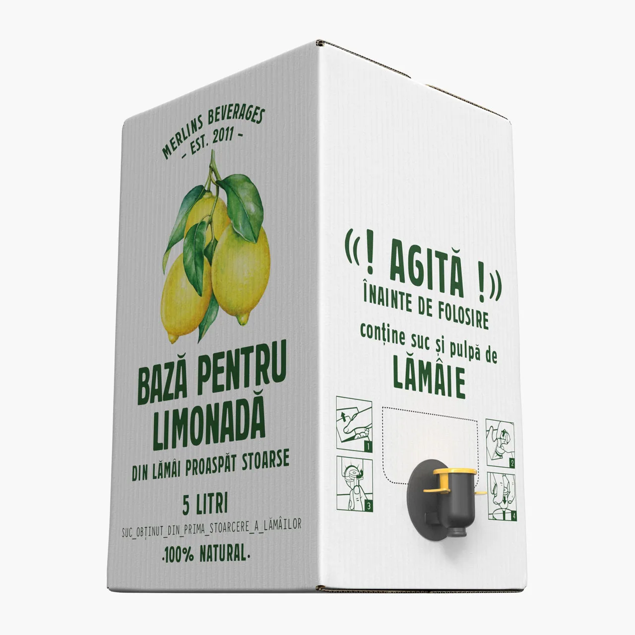 Merlin's Bază pentru limonadă 100% din lămâi proaspăt stoarse 5L