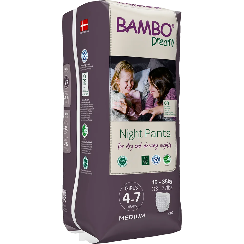 Трусики для девочек Bambo Dreamy Night  4-7  лет, 15-35 кг, 10 шт