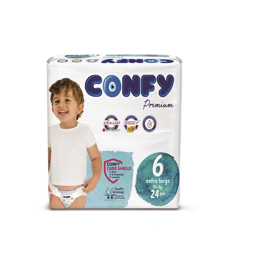 Scutece pentru copii Confy Premium ECO Nr.6 Extralarge, (16+ kg),  24 buc.