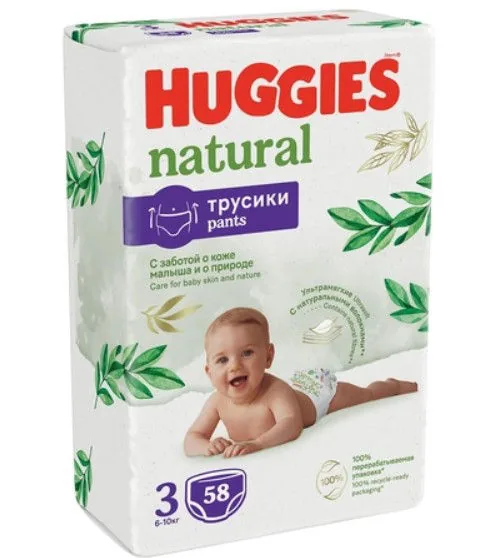 Трусики Huggies Natural 3 (6-10 кг), 58 шт. 