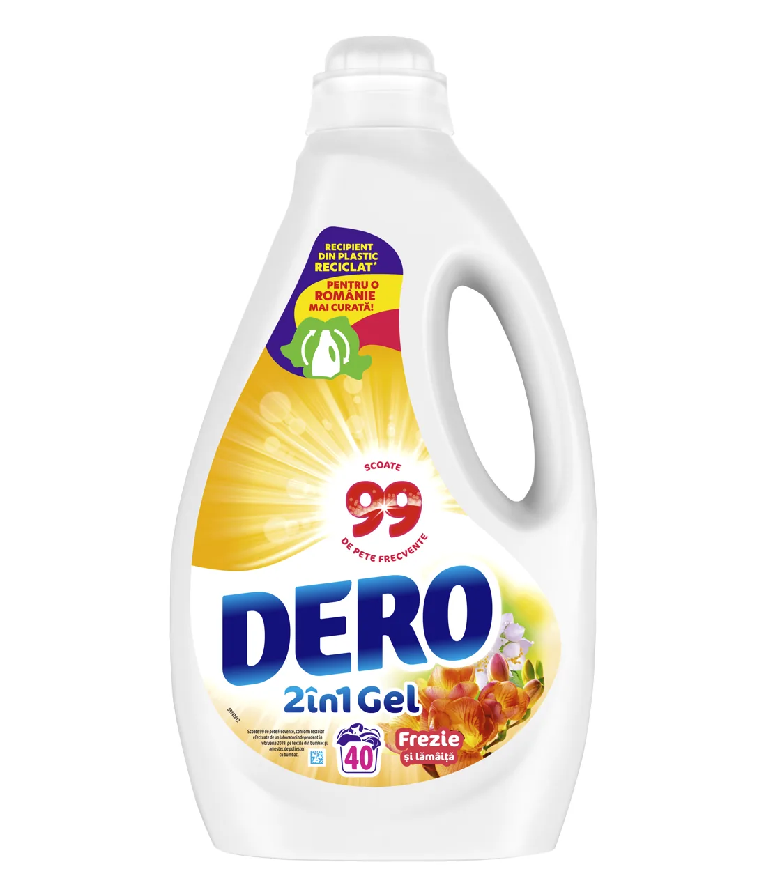 Dero 2in1 Gel, Frezie şi Lămâiţă 2.0L  (40 spălari)