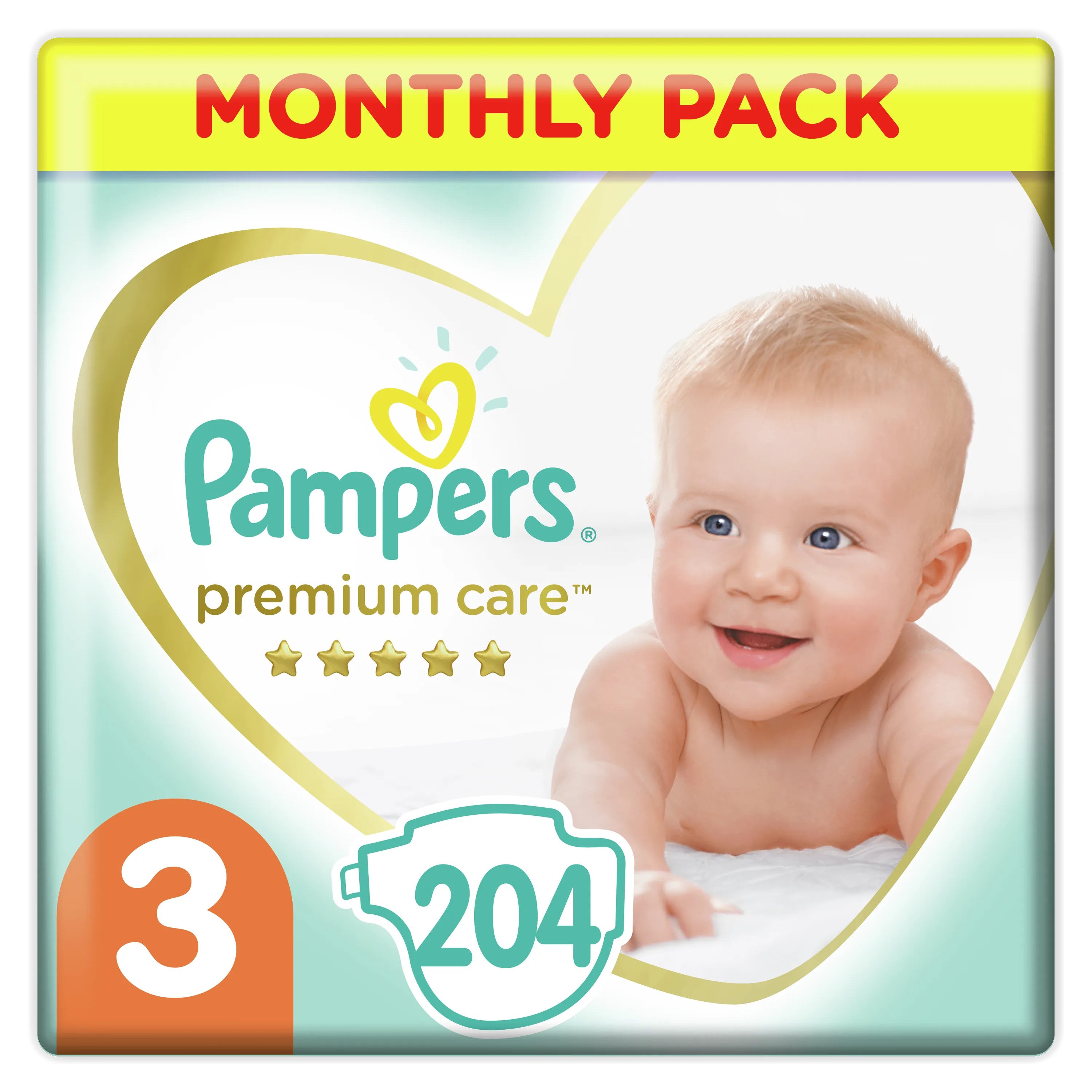 Scutece Pampers Premium Care Box 3 (6-10 kg), 204 buc.