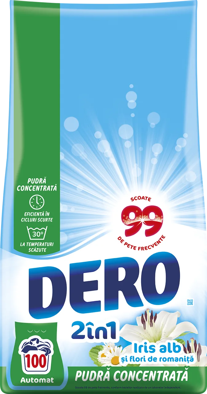 Dero 2в1 Белый Ирис и Ромашка 7.5кг (100 стирок)