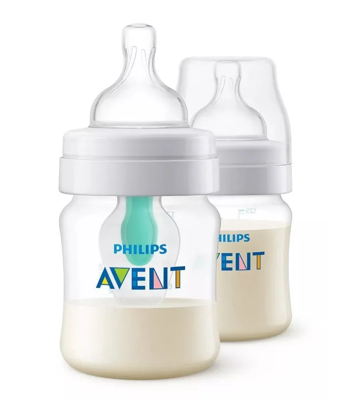 Set 2 biberone cu un dispozitiv anticolici şi tetina debit lent Avent SCF810/24, 125 ml