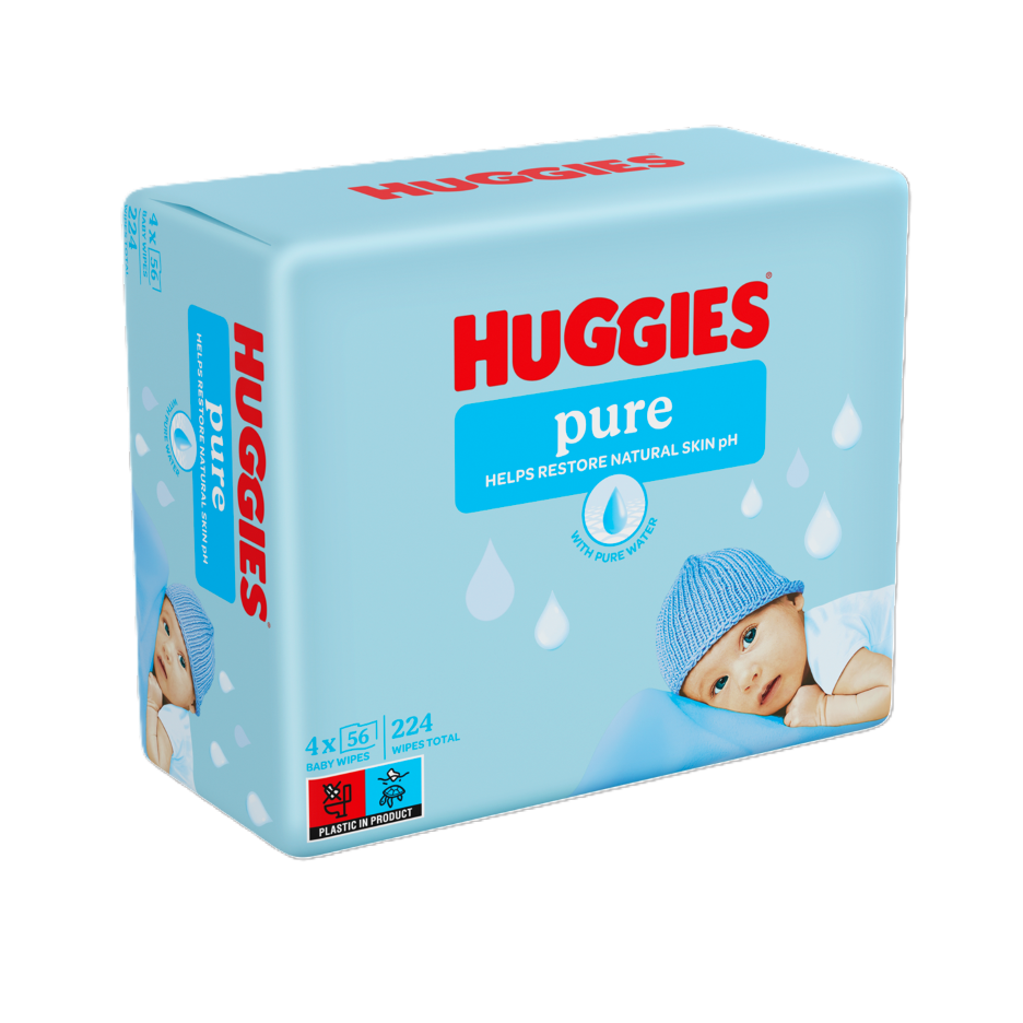 Влажные салфетки Huggies Pure, 4 x 56 шт