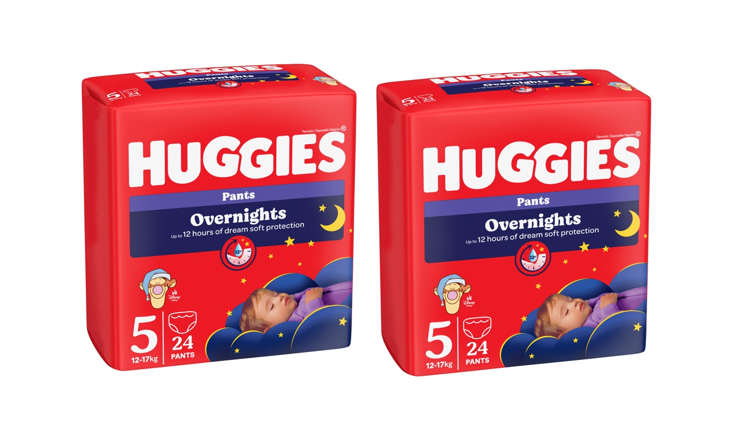 SET 2 BUC. x Huggies Overnights Pants  5  (12-17 kg)  24 buc.