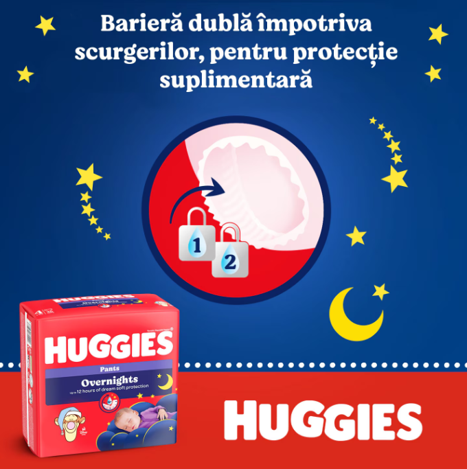 SET 2 BUC. x Huggies Overnights Pants  4  (9-14 kg)  26 buc.