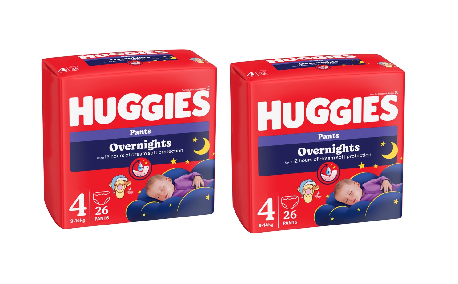 SET 2 BUC. x Huggies Overnights Pants  4  (9-14 kg)  26 buc.