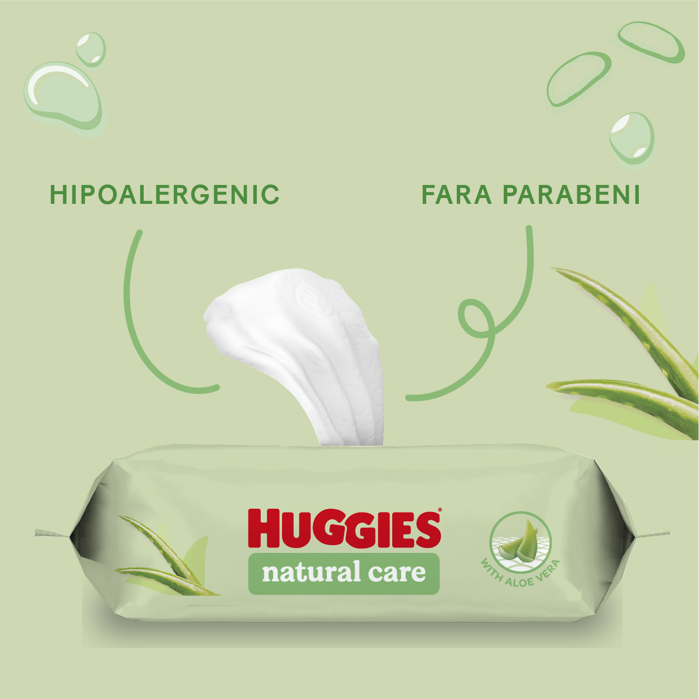 Şerveţele umede Huggies Natural Care, 56 buc