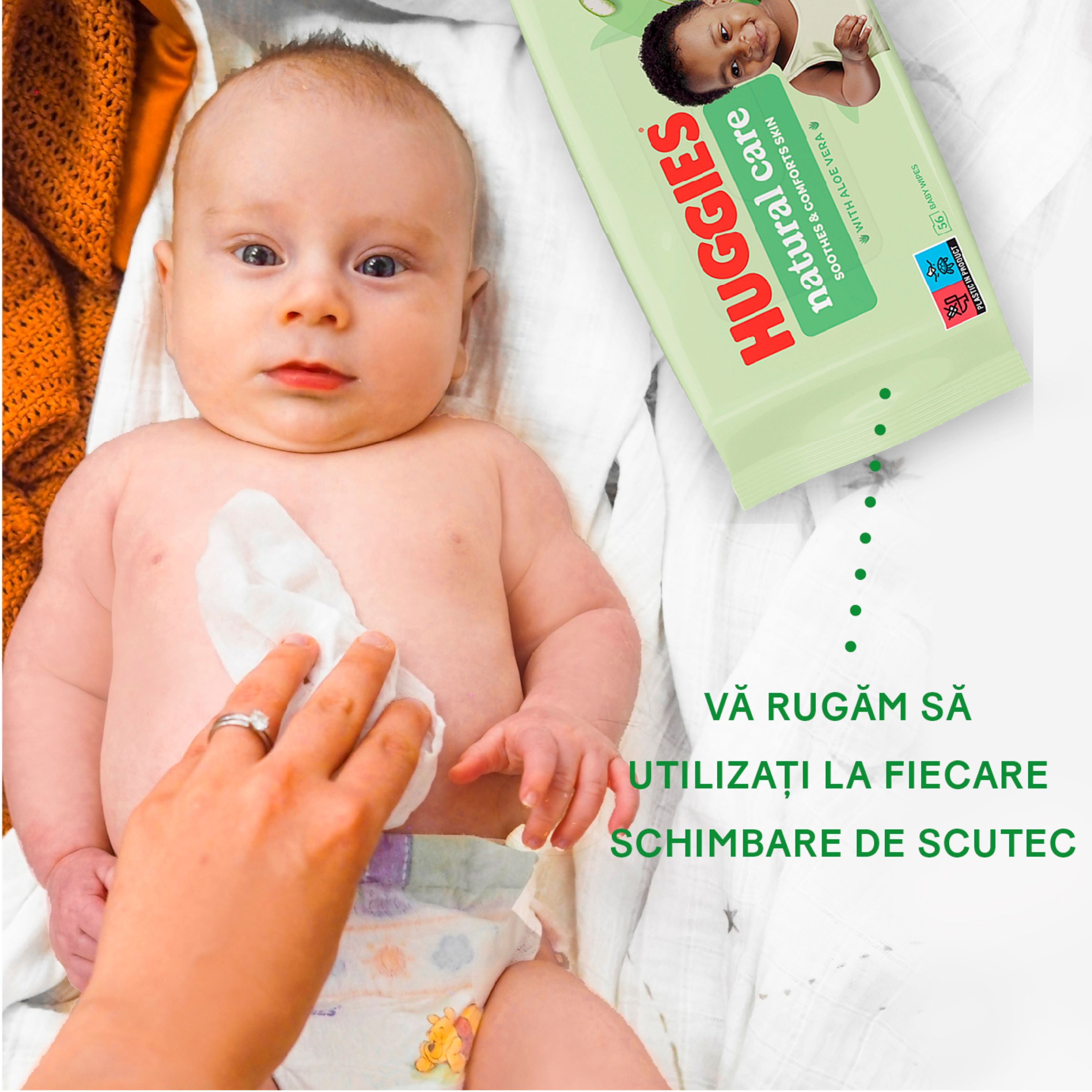 Şerveţele umede Huggies Natural Care, 56 buc