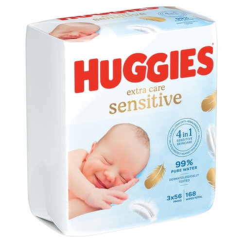 Şerveţele umede Huggies Extra Care Sensitive, 3 x 56 buc