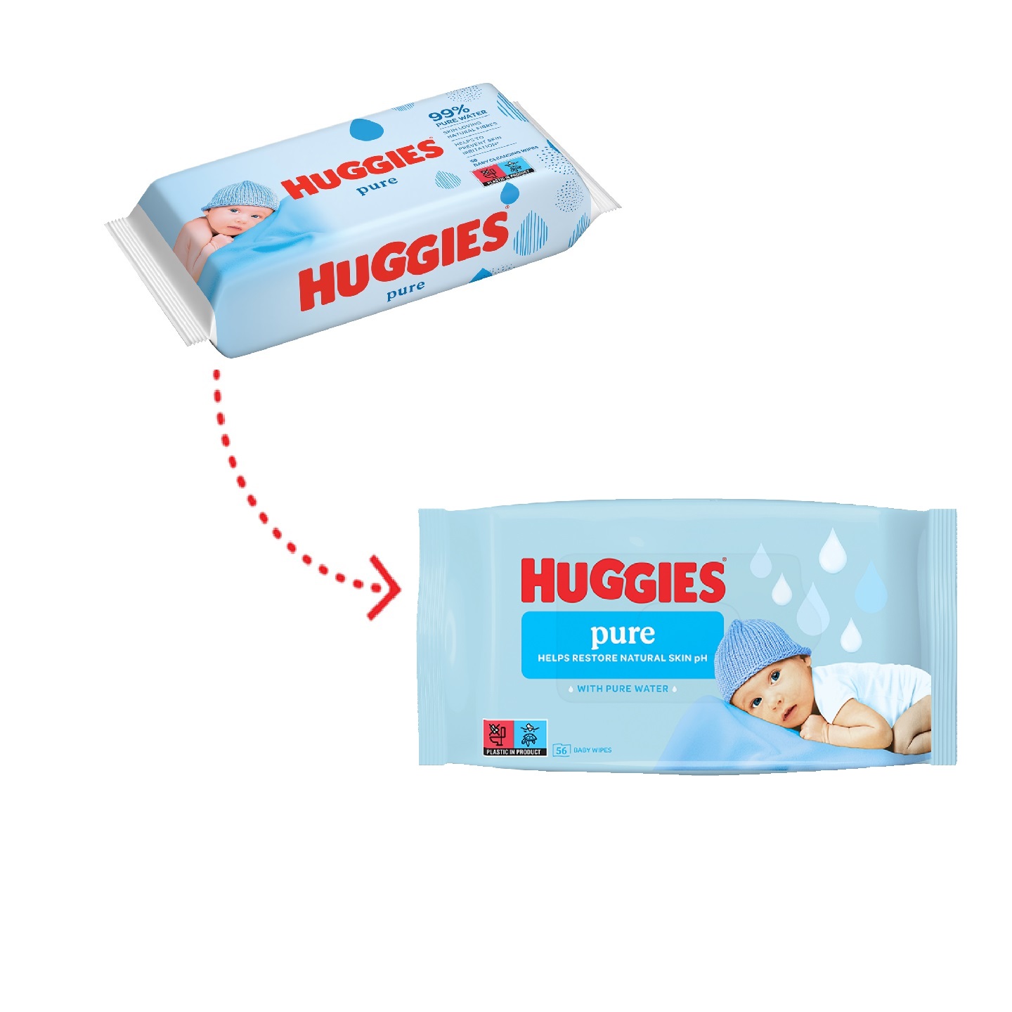 Şerveţele umede Huggies Pure, 4 x 56 buc