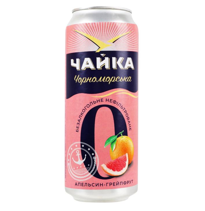 Пиво Чайка Черноморская Апельсин-грейпфрут безалкогольное 0,5л