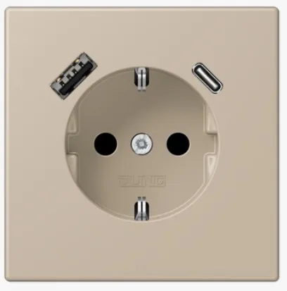 LC1520-15CA243 Розетка Schuko 16A с USB, ombre naturelle claire (32142)