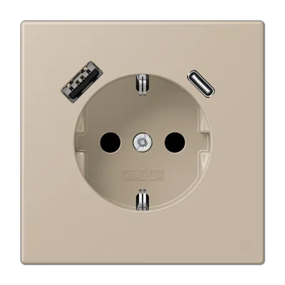 LC1520-15CA243 Розетка Schuko 16A с USB, ombre naturelle claire (32142)