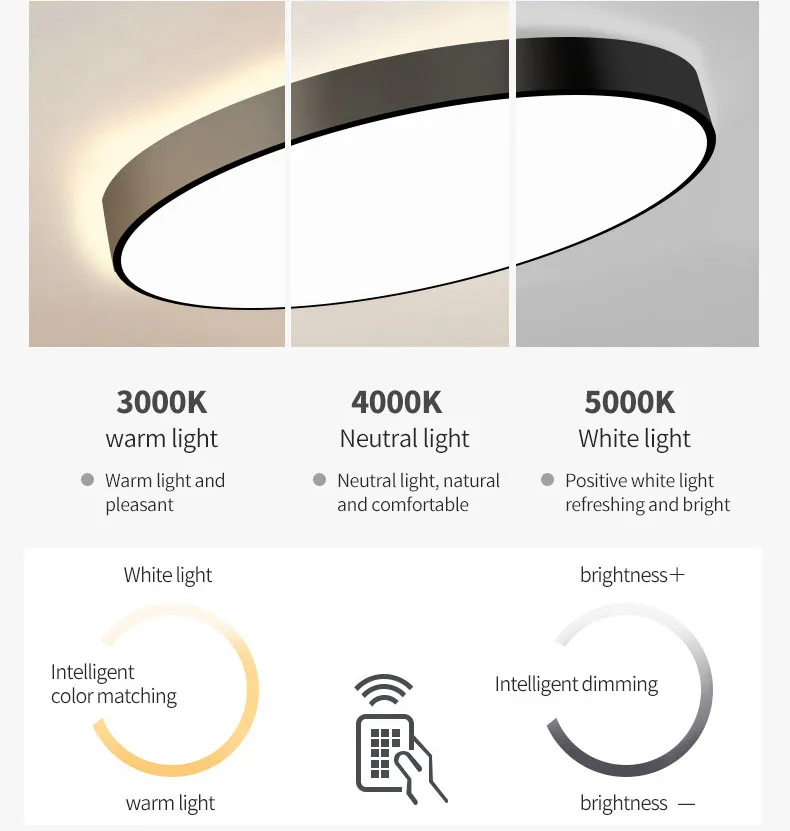 Led Round luminaires black 60W Size H:65mm