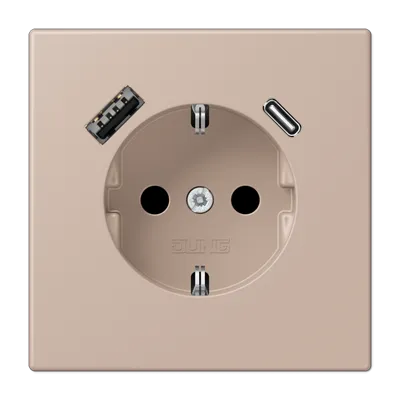 LC1520-15CA240 Розетка Schuko 16 A с USB, ombre brûlée claire (32131)