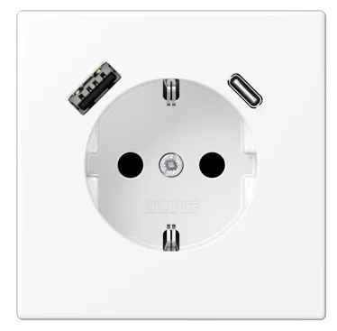 LS1520-15CAWWM Розетка Schuko с USB-портом, матовый белый