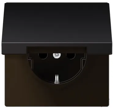 AL1520KLD Розетка Schuko 16 А с крышкой, алюминий темный