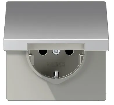 AL1520KL Розетка Schuko 16 А с крышкой, алюминий