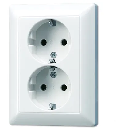 AS5020KIU Priza Schuko 16 А dubla cu protectie, bej