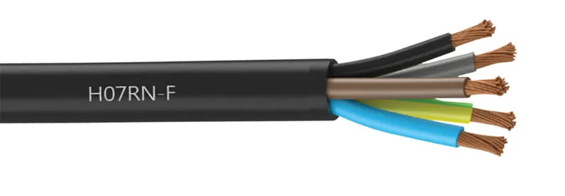Гибкий, изолированный, маслобензостойкий, многожильный кабель H07RN-F 5x70