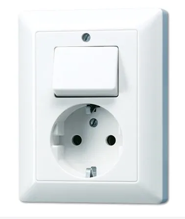 AS5576UWW Розетка SCHUKO с заземлением + универсальный выключатель, белый