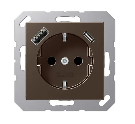 A1520-15CAMO Priza Schuko 16 A cu USB, mokko