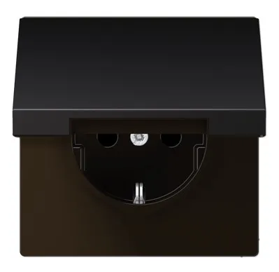 AL1520KIKLD Розетка Schuko с защитой и крышкой безопасности, алюминий темный