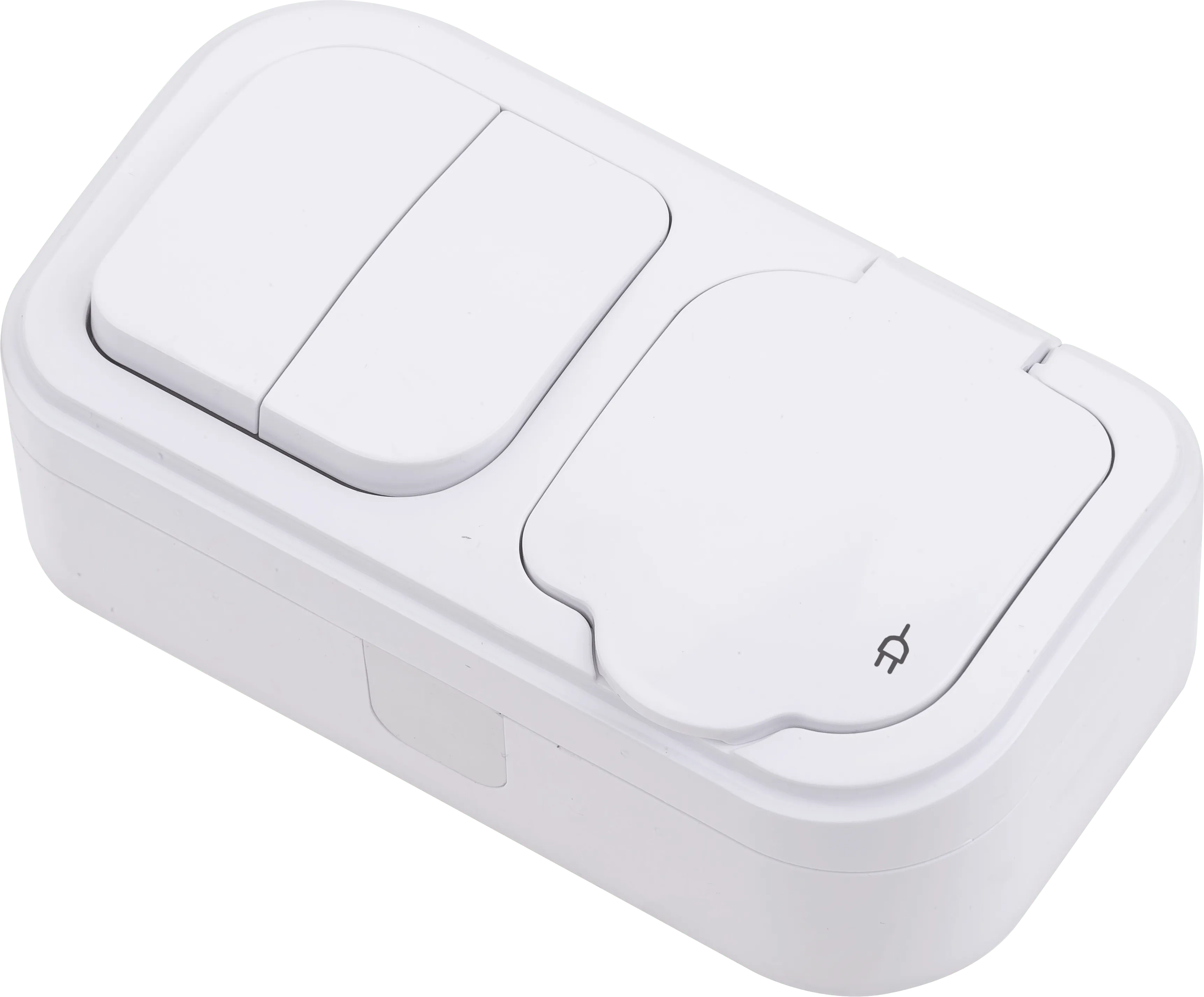 Intrerupator exterior dublu +priza cu capac (6buc/cut)