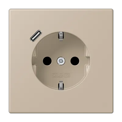 LC1520-18C243 Priza Schuko 16A cu USB (tip C), ombre naturelle claire (32142)