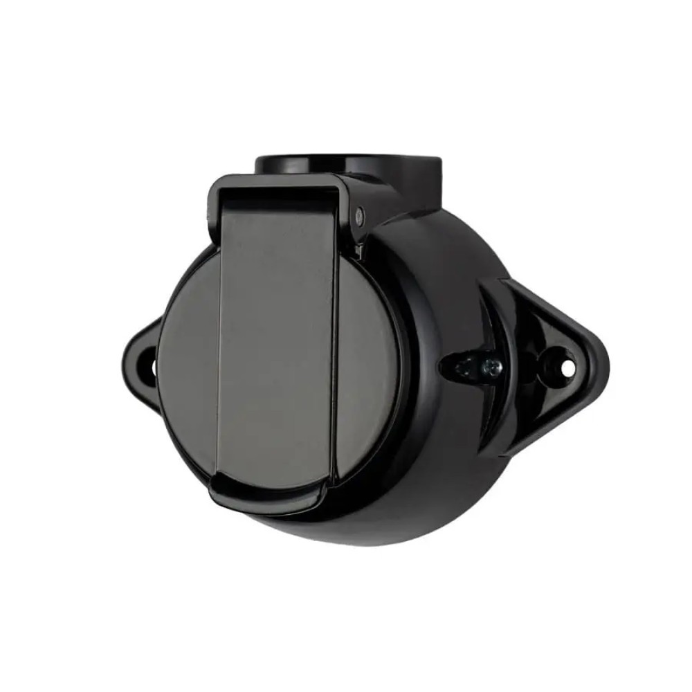 Priza aparenta cu capac RETRO, negru 