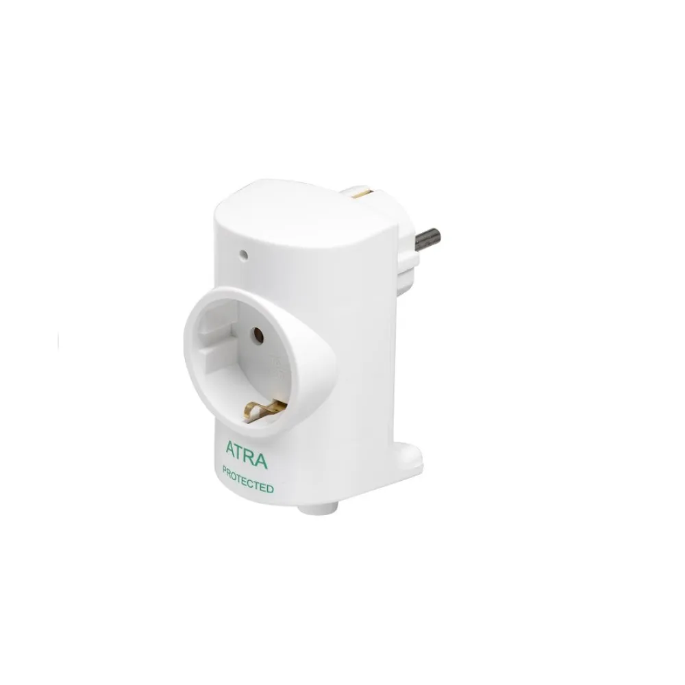 Adaptor stecher combinat cu priza cu protectie la supratensiune, supraincarcare si varfuri de energi