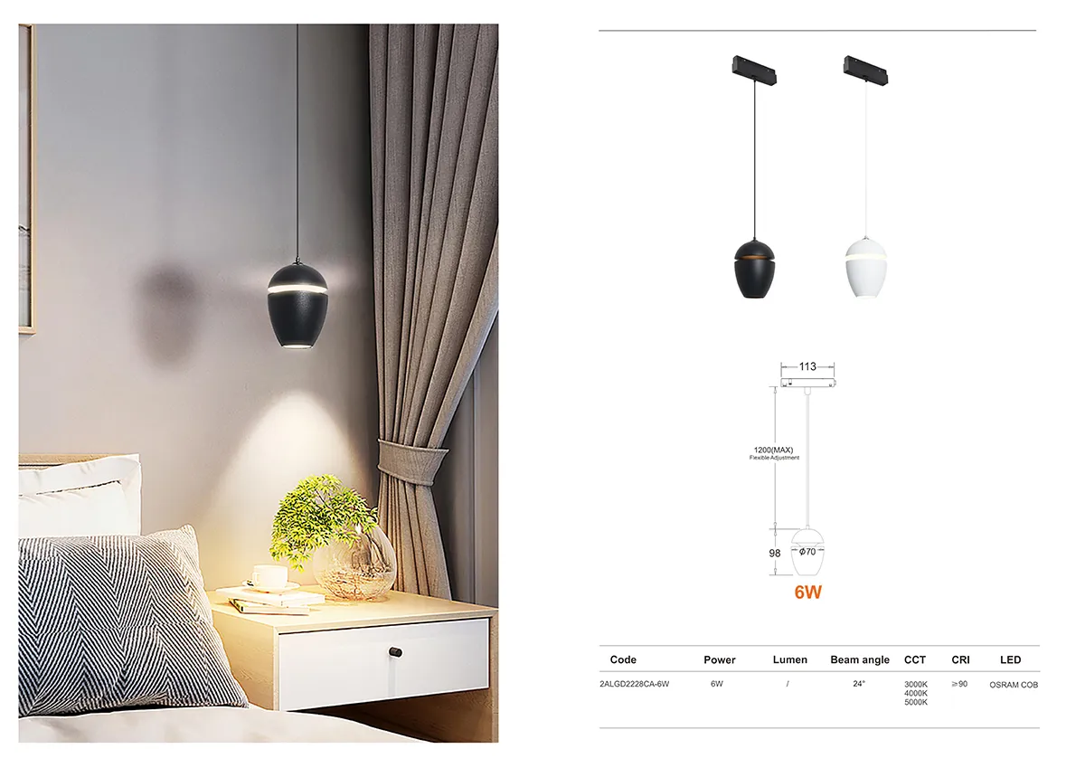 Corp iluminat LED pendant 6W 4000K globus Black 2ALGD2228CA-6W BLK
