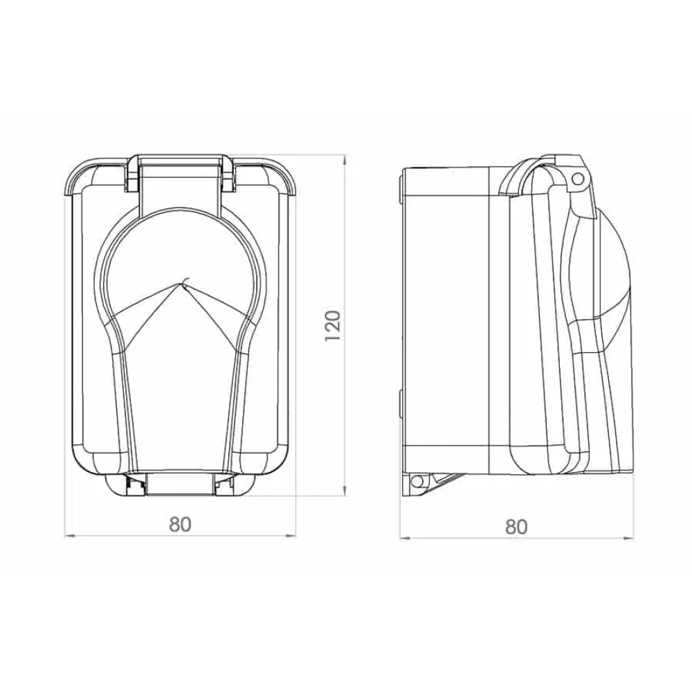 Priza dubla cu capac 2x(2P+E) 16A IP44