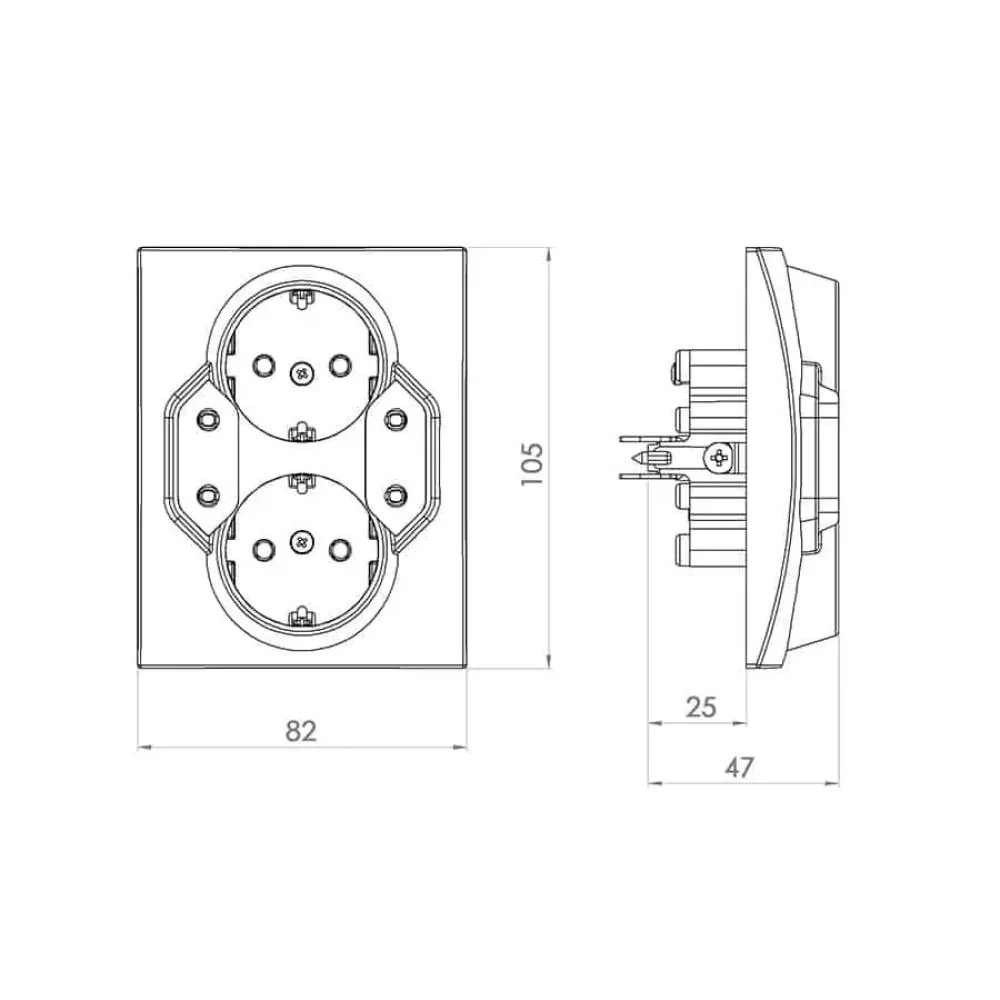 Priza SCHUKO 4 iesiri  2x2P+E si 2x2P ivory