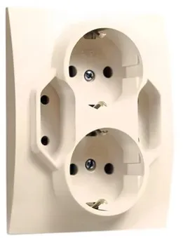 Priza SCHUKO 4 iesiri  2x2P+E si 2x2P ivory