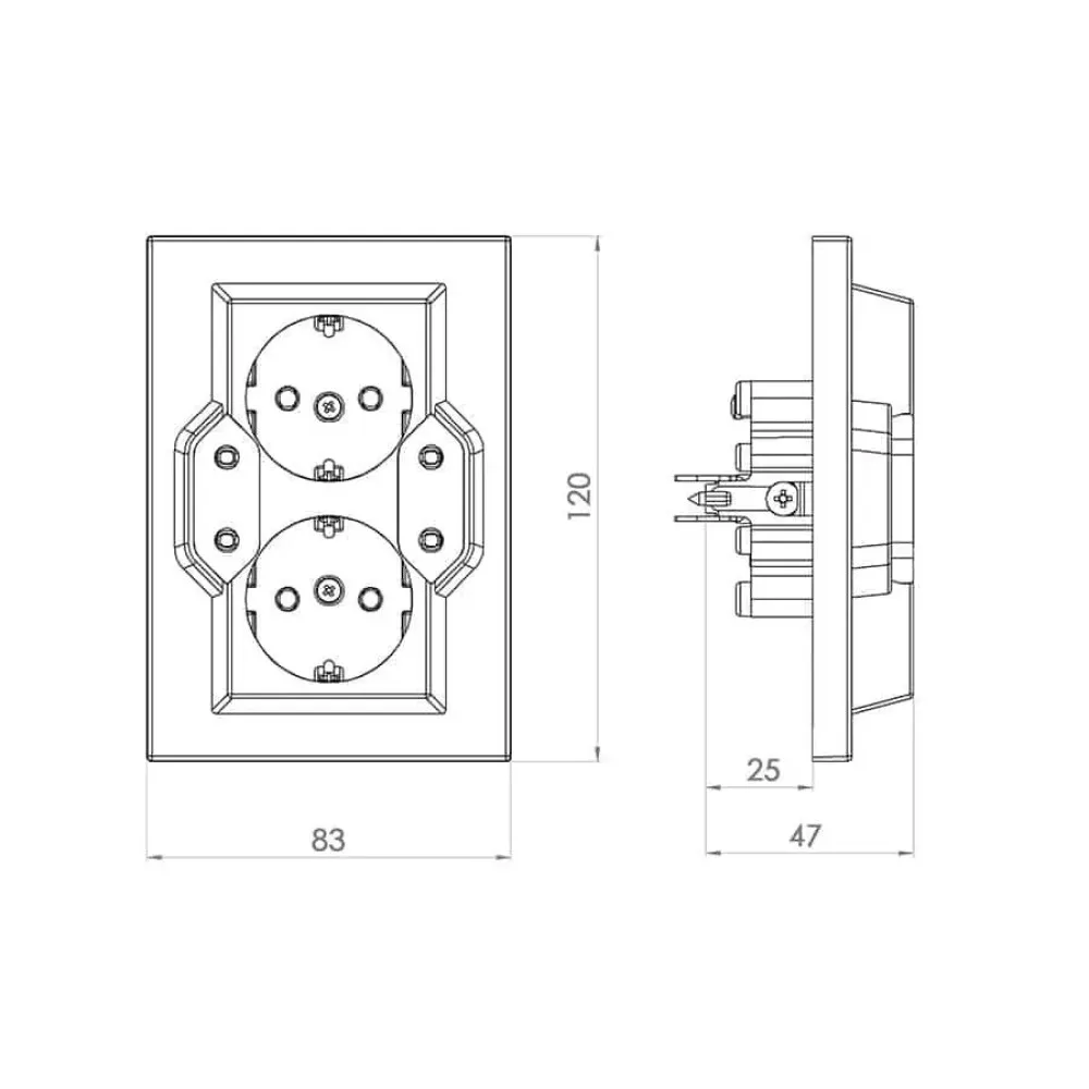 Priza SCHUKO patrata 4 iesiri  2x2P+E si 2x2P alba
