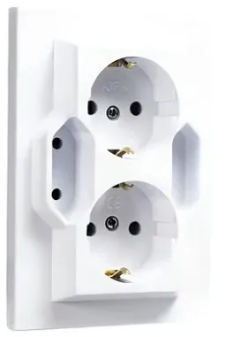 Priza SCHUKO patrata 4 iesiri  2x2P+E si 2x2P alba