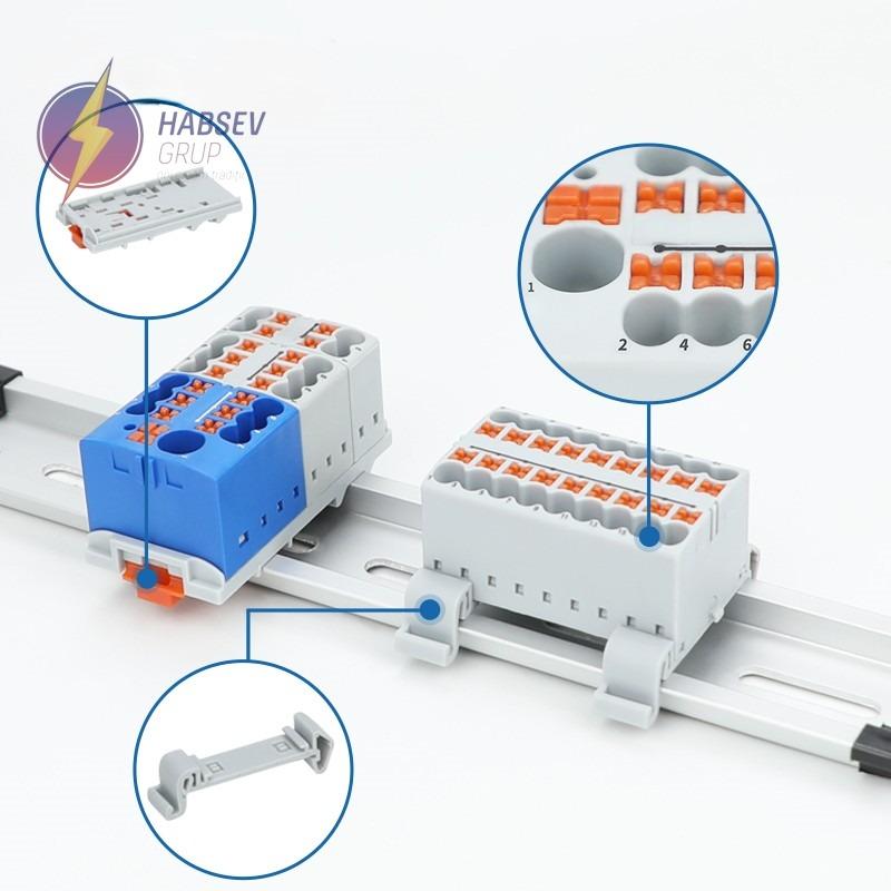 Bloc de distributie 1 intrare 0.5-10mm2 , 6 iesiri  0.14-2.5mm2 gri, JPTFIX6/6X2.5