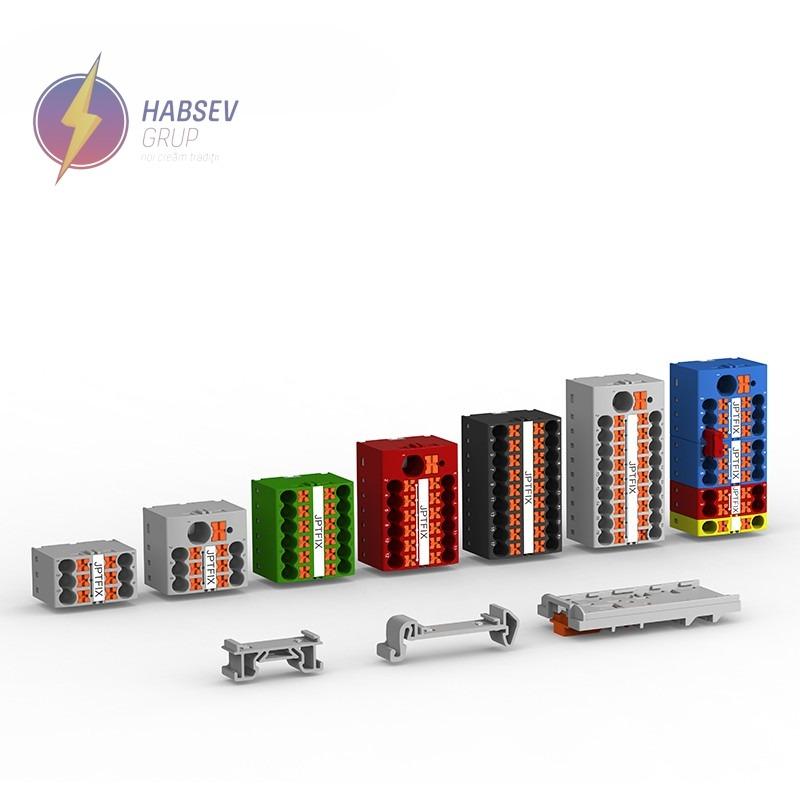 Bloc de distributie 1 intrare 0.5-10mm2 , 6 iesiri  0.14-2.5mm2 gri, JPTFIX6/6X2.5