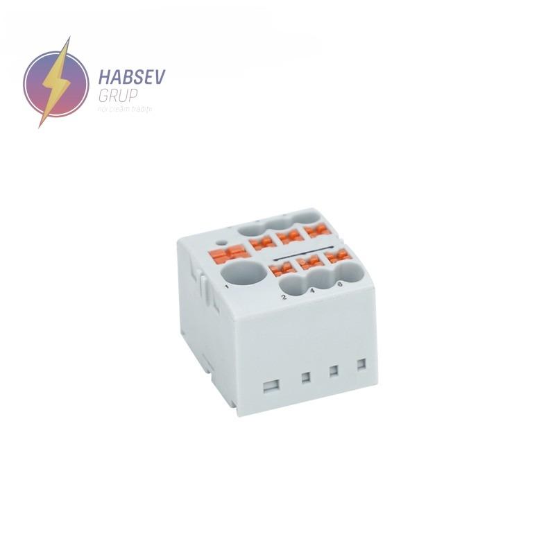 Bloc de distributie 1 intrare 0.5-10mm2 , 6 iesiri  0.14-2.5mm2 albastru, JPTFIX6/6X2.5 BLUE