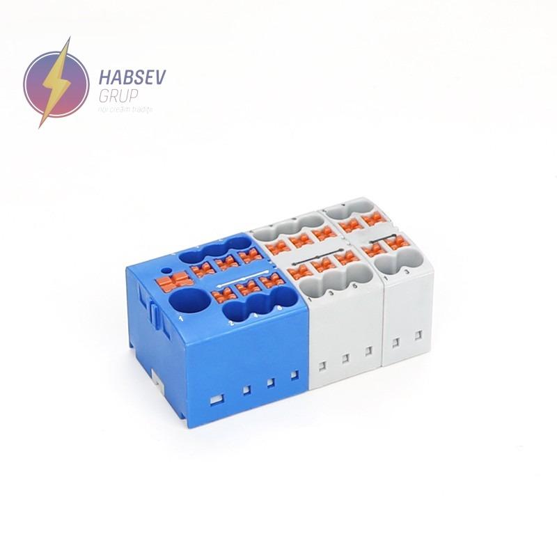 Bloc de distributie 1 intrare 0.5-10mm2 , 6 iesiri  0.14-2.5mm2 albastru, JPTFIX6/6X2.5 BLUE