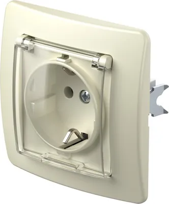 EKON Priza SCHUKO 2P+E ivory cu capac (VE11IT-U)