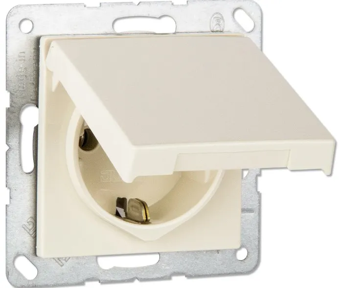 EP421KL Priza Schuko 16 А cu capac, bej