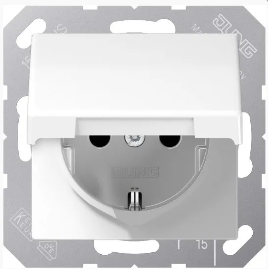 EP421KLWW Priza Schuko 16 А cu capac, alb
